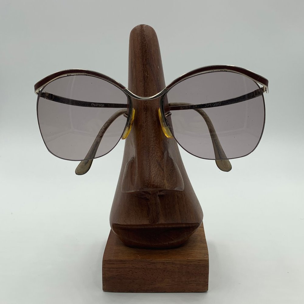 Vintage Peerage Red Gray Oval Half-Rim Sunglasses